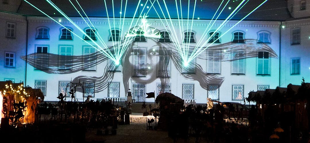 Tüssling Castle – Outdoor video mapping and laser mapping for Christmas